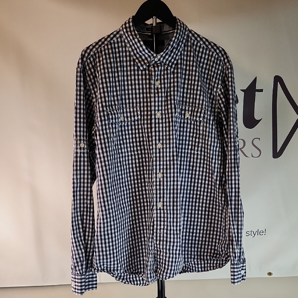 Tommy Hilfiger Navy and White Checkered Shirt